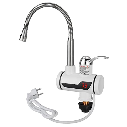 NIKJEBDF Robinet avec chauffe-eau instantané 3 KW, robinet LED IPX4, chauffage instantané, chauffe-eau instantané, température de l'eau chaude de 30 à 60 ° réglable pour cuisine salle de bain