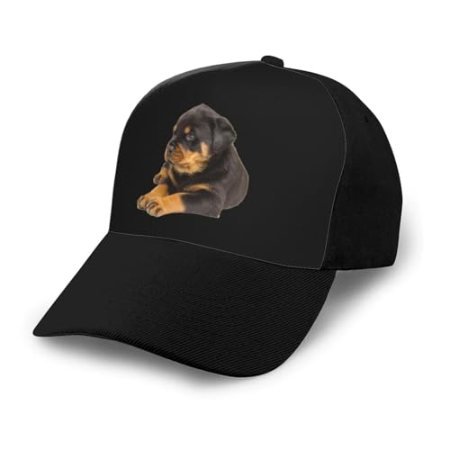 Lovely Rottweiler Unisex Classic Adjustable Curved Brim Baseball Cap, Trucker Hat