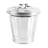 ACOLY Verzinkter Mini-Mülleimer mit Deckel (9,5 x 9 x 6,5 cm) - Vielseitig nutzbar als Abfalleimer, Blumentopf oder Stifthalter
