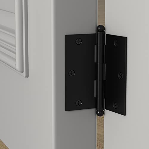 Hadims 18 Pack Ball Tip Door Hinges, 3 1/2 Inch Steel Black Door Hinges 3.5In X 3.5In Interior Square Corner Door Hinges With Removable Pin #TOP4