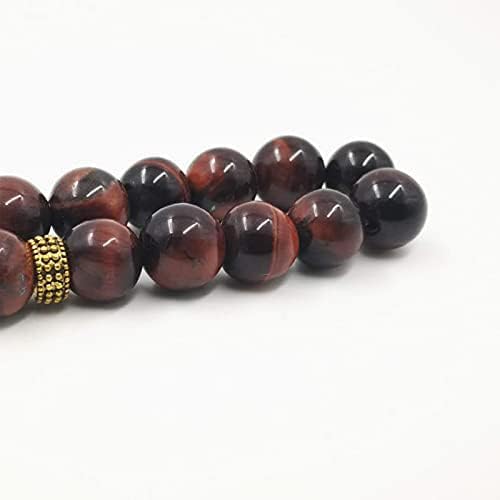 Distinctive Tasbih Natural Red Tiger Eye Stone 33 Beads Bracelet Muslim Rosary Bead (10mm x 66beads)