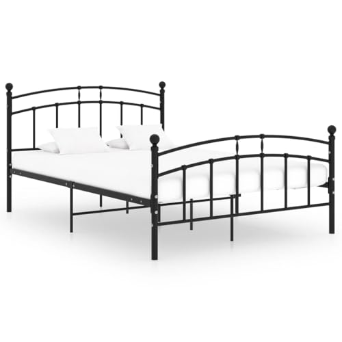 KLYEON Estructura de Cama de Metal Negro 200x200 cm,Estructura de Cama de Metal Robusta y Duradera para Cama de Matrimonio de 200x200 cm con Somier Incluido Camas y somieres