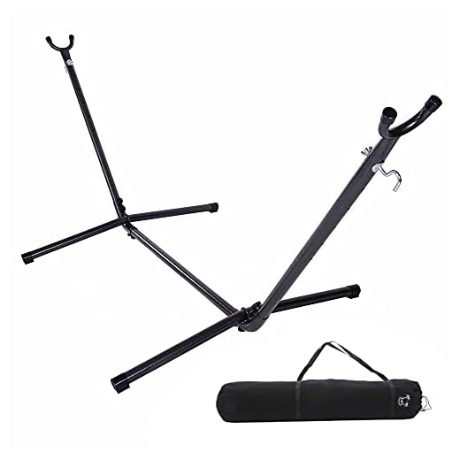 ONCLOUD 9 FT Hammock Stand Only Heavy Duty Indoor Outdoor Universal Space Saving Steel Stand with Carrying Case 450 Pounds Capacity Black