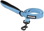 Voyager Reflective Dog Leash with Neoprene Handle, 5ft Long, Supports Small, Medium, and Large Breed Puppies, Cute and Heavy Duty for Walking, Running, and Training - Baby Blue (Leash), M