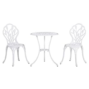 Outsunny Weißes Bistroset 3-teilig 84B-500WT