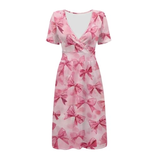 Image of Women's Summer Dresses Short Sleeve Formal Dresses with Pockets