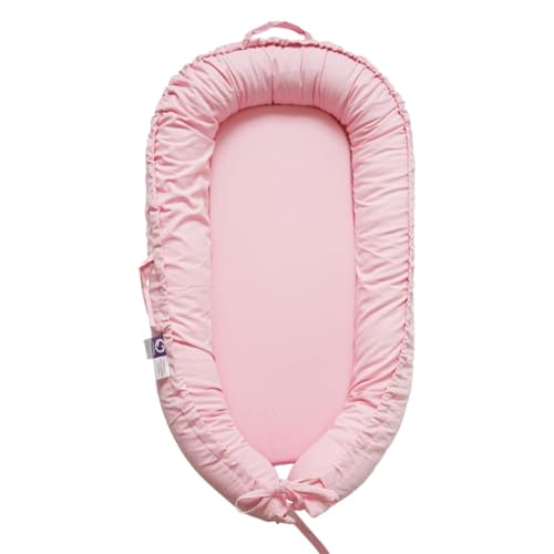 Image of Infant Lounger, Baby Nest Cover for Baby Girls & Boys, Newborn Essentials for Baby 0-18 Months, 100% Cotton Breathable(Misty Rose)
