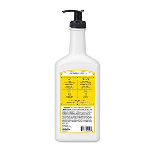 J.R. Watkins Daily Moisturizing Lotion – Body Cream in Pump Dispenser – Hydrating Skin Cream Made with Shea Butter, Cocoa Butter, Coconut Oil & Vitamin E, Lemon Cream, 18 fl oz