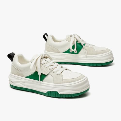 BEAU TODAY Womens Platform Sneakers, Leather Fashion Sneakers for Women Lace Up Comfortable Cute Tennis Shoes Casual Walking Shoes4