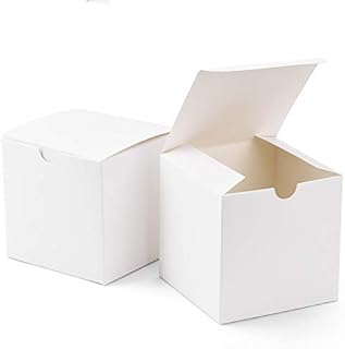 GSSUSA Cajas de regalo pequeñas, paquete de 25 cajas de regalo blancas de 4 x 4 pulgadas con tapas para regalos, manualida...