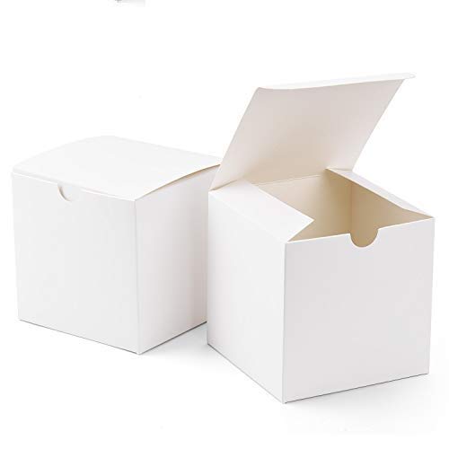 GSSUSA Small Gift Boxes 25-Pack 4x4x4 White Gift Boxes with Lids for Gifts, Crafting, Cupcake Boxes, Individual Cupcake Containers, Wedding Party Favor