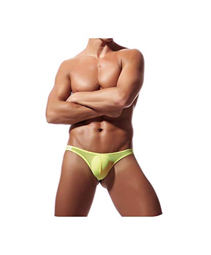 YenHJ DRESS 5pcs Men G-Strings Thongs Sexy Underwear Male Transparent Panties Men Briefs Underpant Boy Bikini Briefs Sexy Underwear E-044-Yellow-XXL