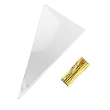 YOLCAR 100 Pack Cone Treat Bags, 5x10 Inch OPP Transparent Snack Bags, Ideal for Festive Gift Wrapping and Candy Packaging