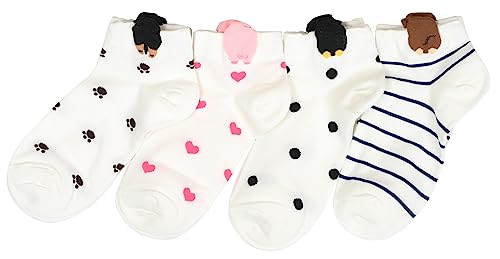 Image of Women Funny Animal Novelty Fashion Casual Cotton Ankle Socks (Baby Animal 4 Pairs)
