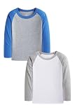 Picture of Family Feeling Little Boys' 2-Pack Cotton Long Sleeve Raglan T Shirts Kids Color Block Crewneck Casual Tops Tees Size 3T 4T White/Grey