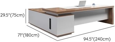 LITFAD L-shaped Office Computer Desk with Secure Drawer, CPU Cabinet and Cord Management Modern Wood Executive Desk Writing Desk Boss Table Office Furniture, Without Chairs, 94.5"L x 70.9"W x 29.5"H