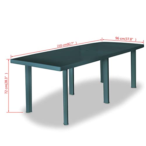 Ckioict Contemporary Style Rectangular Dining Table, Coffee Table, Suitable For Deck, Patio, Indoor And Outdoor, With Umbrella Hole,Patio Table Green 82.7"X37.8"X28.3" Plastic #TOP4