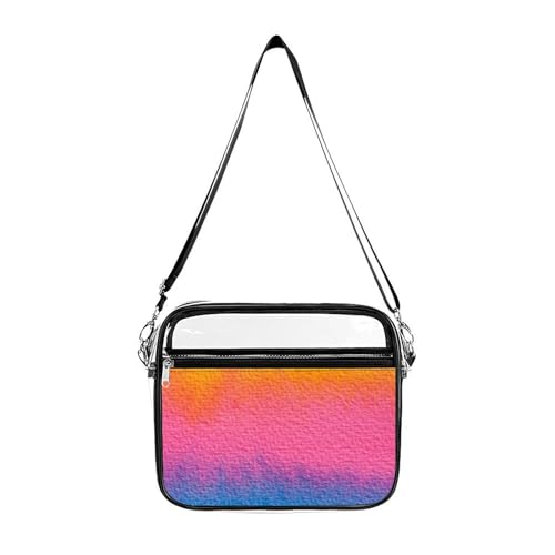 Rainbow The Same Fantastic Color Large Crossbody Bag Clear Stadium Bag Anti-Theft Side Shoulder Bags Messenger Bag with 2 Compartments