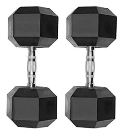 Hex Rubber Dumbbell Sports Weights Sets Home Gym Fitness Hexagonal Dumbbells Kit Weight Lifting Exercise (black, 35kg x 2)