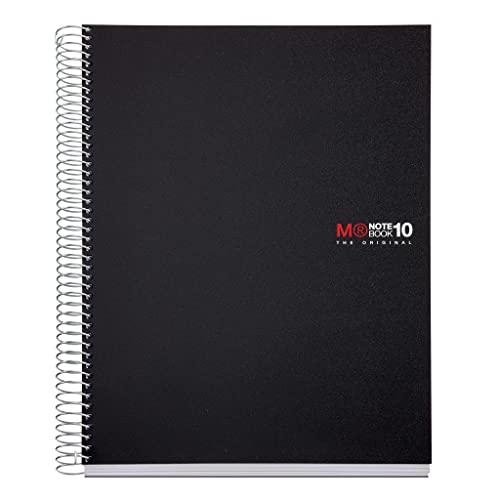 Miquelrius - Quaderno A4, 200 Fogli in 10 colori, Carta 70 g/m² extra opaca, Quadretti 5 mm, Copertina in polipropilene 0,8 mm, Spirale 360°, 4 fori, Prodotto in Spagna, Notebook The Original, Nero