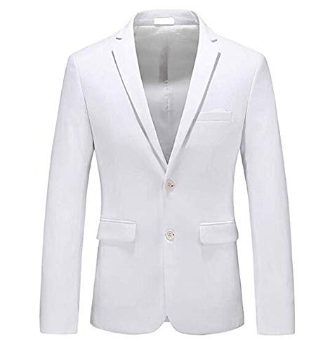 Men's Peak Lapel 2 Buttons White Tuxedo Jacket Prom Party Coat Wedding Dinner Coat Casual Coat White 48 Chest / 42 Waist