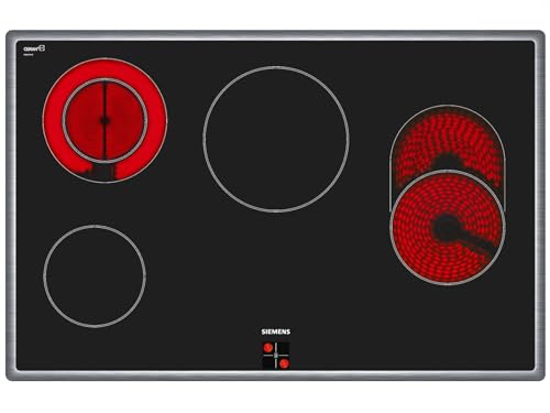 Siemens iQ300 EA845GN17 - Placa de cocina eléctrica (80 cm, marco elevado, 4 zonas de cocción de alta velocidad), color negro