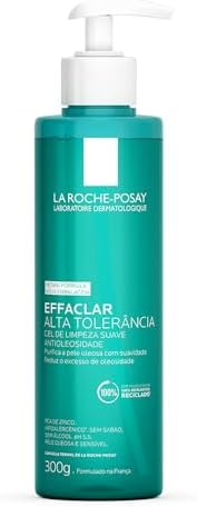 La Roche-posay Effaclar Gel Alta Tolerância. Limpeza Facial. Limpa a Pele Suavemente Reduzindo a Oleosidade e Eliminando o Brilho. Pele Oleosa e Sensível. Caprylyl Glycol, Glicerina, PCA de Zinco.