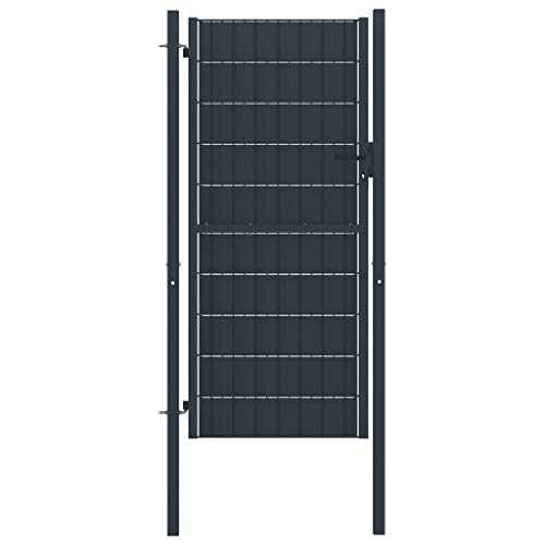 vidaXL Fence Gate Lockable Garden Patio Deck Outdoor Backyard Yard Entrance Entry Panels Barriers Fencing Doors Steel 100x124cm Anthracite