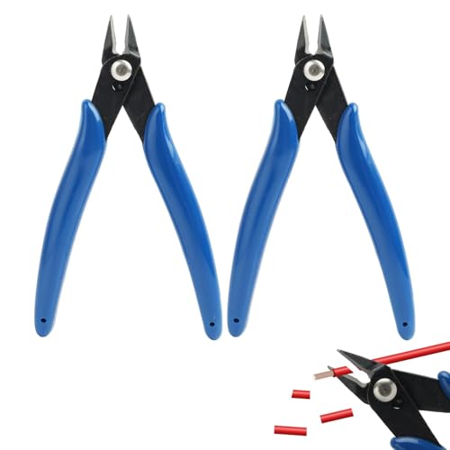 2 Piezas Alicates de Corte Diagonal, Mini Alicates de Precision Cortador de Alambre Tenazas Corte Lateral Corta Bridas Cable para Electricista Modelismo Artesanía Electrónica Joyería