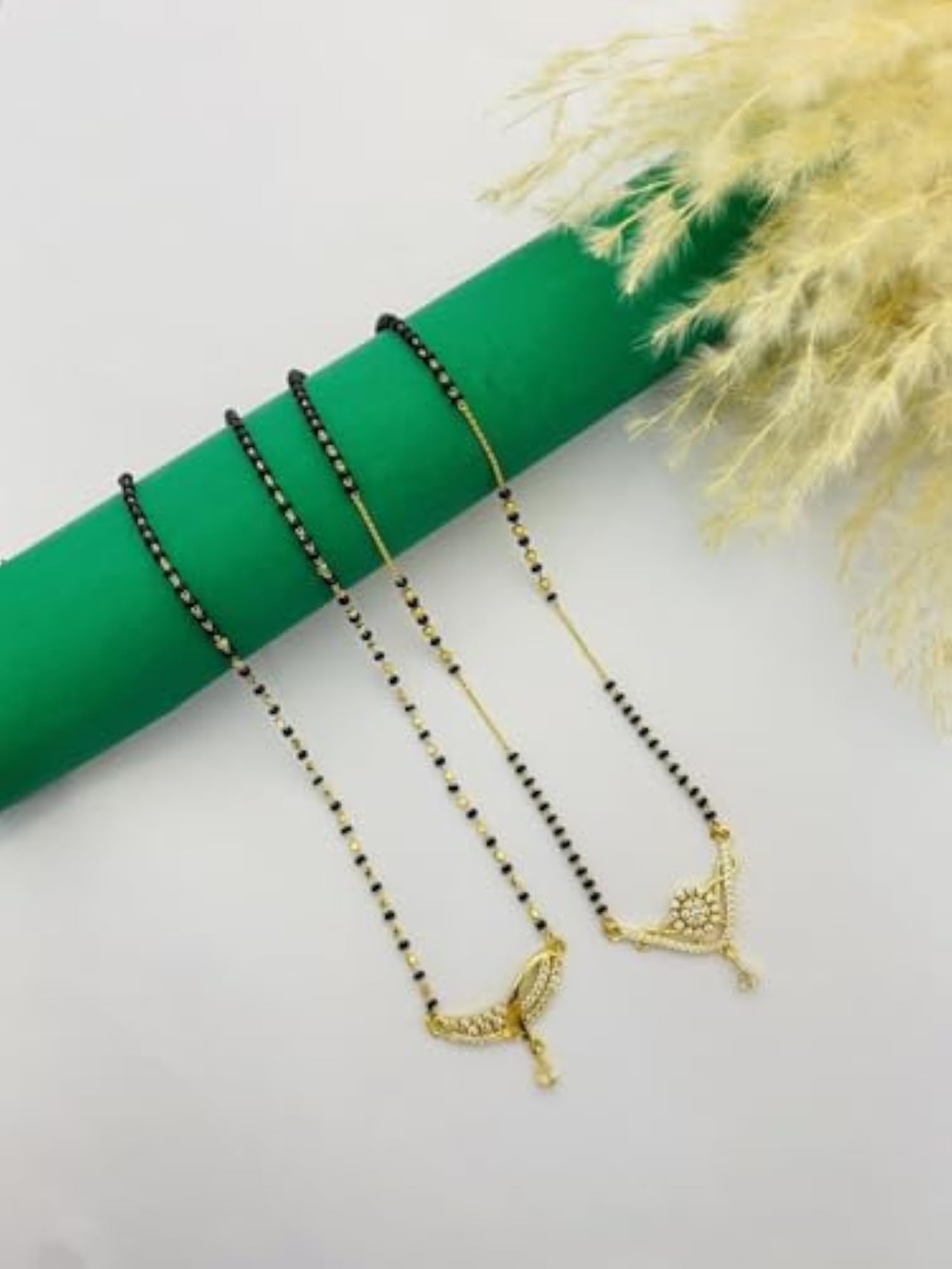 Women's Gold Plated Classic 2 Pendant Chain Mangalsutra Set