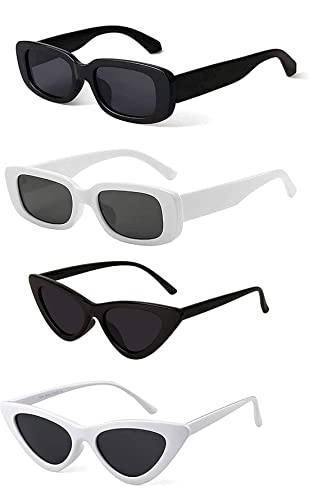 Image of IFLASH Rectangular Sunglasses Retro Fashion Shades for Men & Women (Pack of 4)