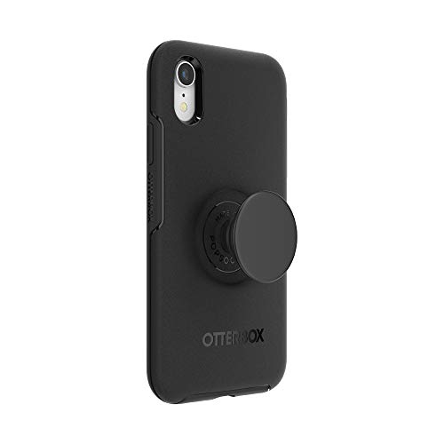 Otter + Pop For Iphone Xr: Otterbox Symmetry Series Case With Popsockets Phone Grip And Phone Stand, Popgrip, Collapsible, Swappable Top, Black And Aluminum Black #TOP1
