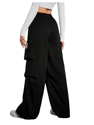 SweatyRocks Women's High Waisted Cargo Pants Wide Leg Streetwear Casual Pants with Pockets2