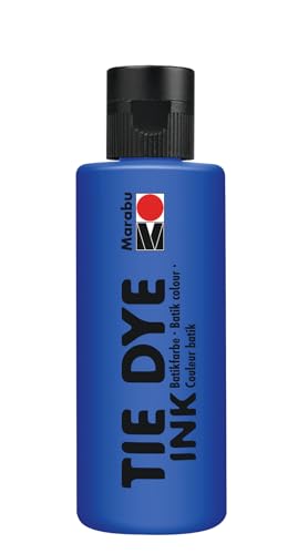 Marabu TIE DYE INK peinture batik en bleu foncé, 80 ml peinture à base d'eau, végétalienne, peinture pour tissu éclatante pour textiles clairs jusqu'à 20% de fibres synthétiques, 17300004053