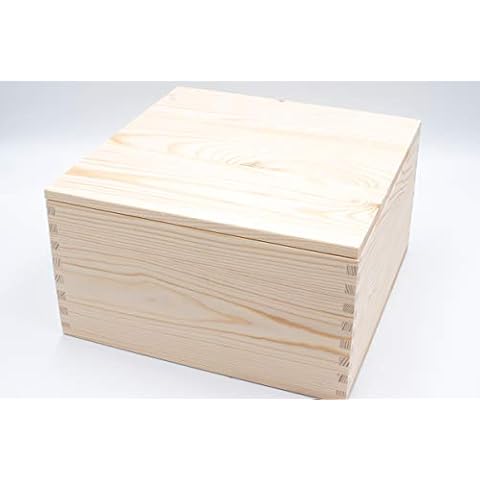 Brilliant Gifts Large Unfinished Pine Box with Lid Cover