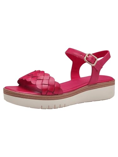 Tamaris Damen Plateau Sandalen Leder Sommer; FUXIA/pink; 36 EU