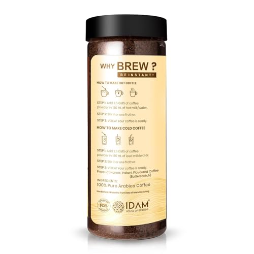 Image of Bevzilla Butterscotch Flavoured Instant Coffee Powder - 400 Gram (200gx2) | Arabica Beans | Perfect for Espresso, Latte & Cappuccino | Enjoy Hot & Cold Brews