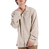 [valletta] (バレッタ) メンズ 長袖 オープンカラーシャツ 開襟 リラックス パジャマシャツ ワイド キレイ目 ベージュ Mサイズ