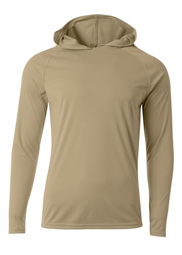 A4 NB3409 Youth Cooling Lightweight Hoodie Performance Long Sleeve Hooded Tee - Sand - Large
