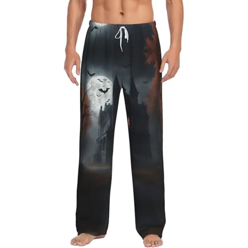 Pantalon de pyjama homme Halloween imprimé horreur en tissu léger