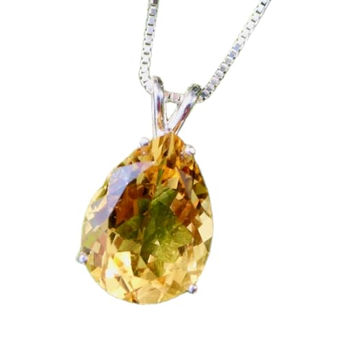 Pendentif poire citrine naturelle collier argent 925 pour harmoniser le plexus solaire