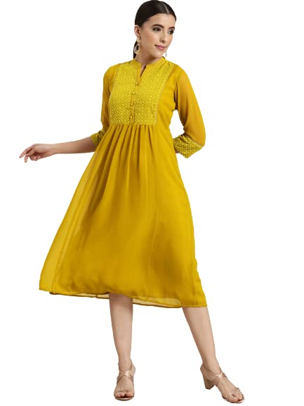 Image of Juniper Women`s Georgette Embroidered A-Line Dress