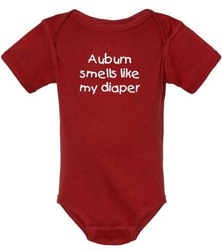Image of Auburn Smells Like My Diaper Funny Alabama Fan Baby Bodysuit
