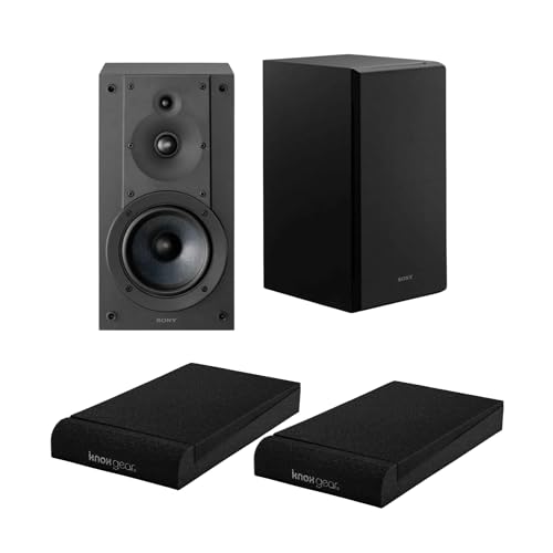 Image of Sony SS-CS5M2 3-Way 3-Driver Hi-Res Audio Bookshelf Speakers (Pair) (2025 Model) with Studio Monitor Isolation Pads Bundle (4 Items)