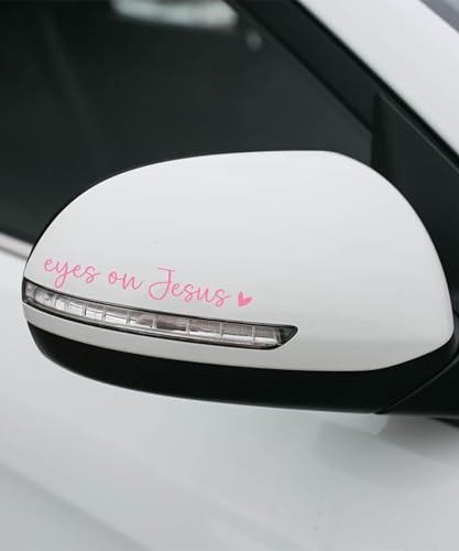 Image of SCUARI 2PCS Car Stickers,Christian Car Decals,Jesus Stickers for Cars,Car Accessories Rearview Mirror Decal,Vinyl Tumbler Affirmation Reminder Faith Religious Sticker,Fit for Most Cars (Pink)