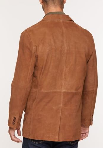 Men's Slim Fit Suede Blazer 2-Button Business Casual Faux Leather Jacket with Pockets4