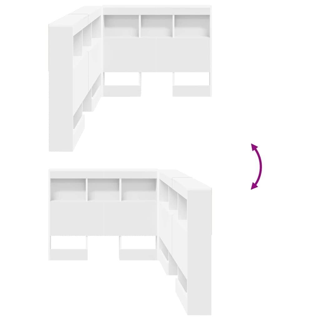 Cabecero de Madera en Forma de L con Estantes de Almacenamiento Abiertos, Cabecero de Cama Modular de Esquina para Dormitorio, Se Adapta a Marcos de Cama Estándar (100x200cm)