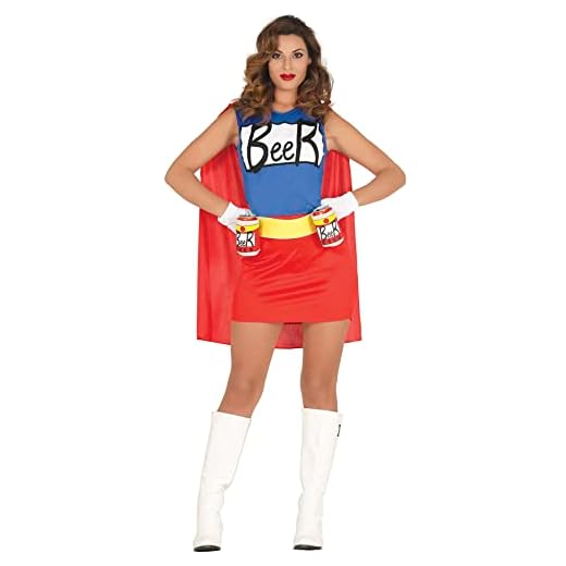 FIESTAS GUIRCA beerwoman Traje Mujer Cerveza, color Rojo/Azul, Talla M