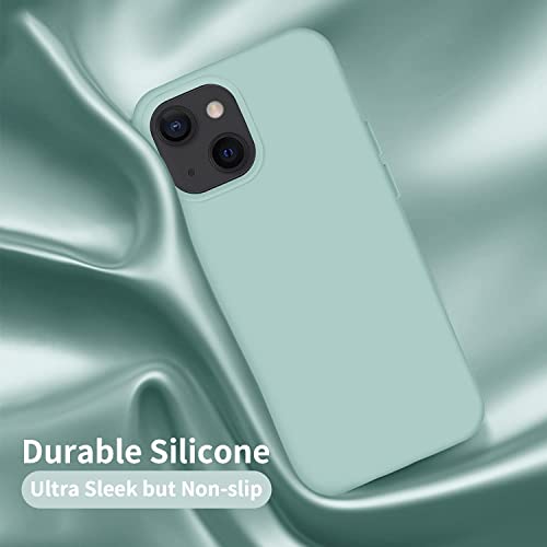 Image of Compatible with iPhone 14 Plus Silicone Case, Slim Shockproof Protective Cover, Drop Protection and Camera Protection, MagSafe Compatible, Soft Microfiber Lining Inside (Seafoam)