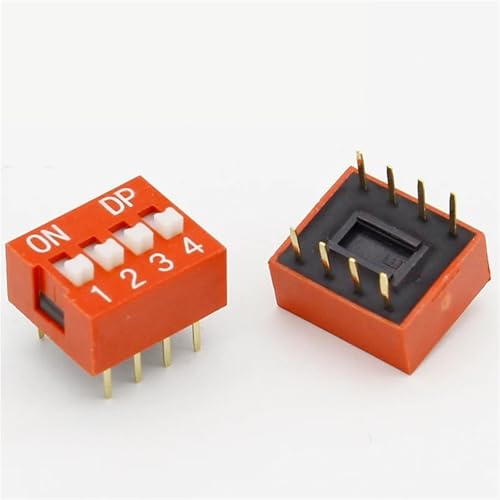 Interrupteur DIP pas 2.54 mm rouge à 4 commutateurs pour prototypage électronique x10